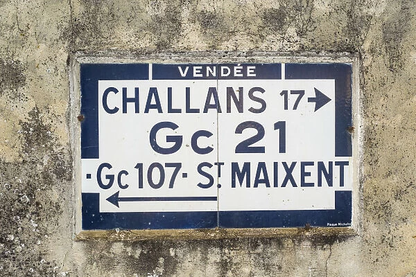 Road sign, Apremont, Vendee, France