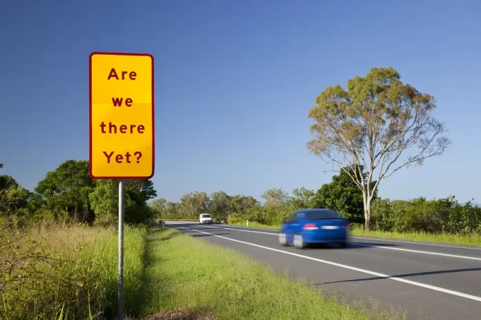 Framed Print : Are we There Yet road sign, Queensland, Australia Framed Print : Are we There Yet road sign, Queensland, Australia