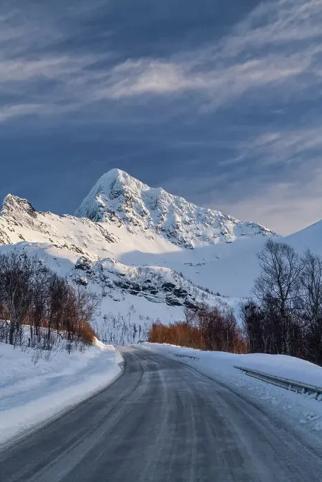 Framed Print : Road through Winter Landscape, Senja, Norway