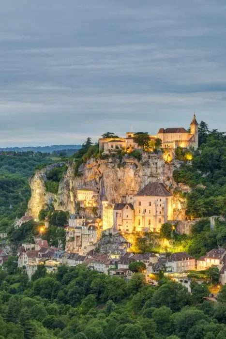 Framed Print : Rocamadour, pilgrimage town along El Camino de Santiago at dusk, Lot Department Framed Print : Rocamadour, pilgrimage town along El Camino de Santiago at dusk, Lot Department