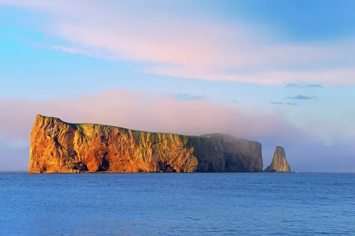 Framed Print : Roche perce (Perce Rock) at sunset over the Atlantic Ocean, Quebec, Canada Framed Print : Roche perce (Perce Rock) at sunset over the Atlantic Ocean, Quebec, Canada