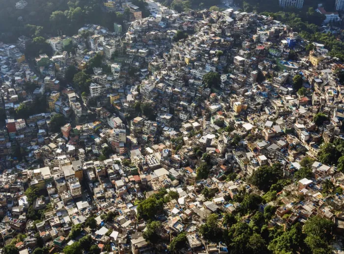 Framed Print : Rocinha Favela, elevated view, Rio de Janeiro, Brazil