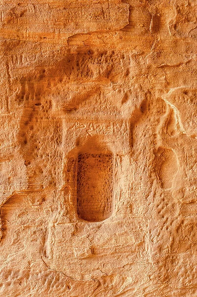 Rock cut niches in the Siq at Jabal Ithlib, Hegra (Mada'in Salih / Al-Hijr) archaeological site (UNESCO World Heritage Site), Al-Ula, Medina Province, Saudi Arabia
