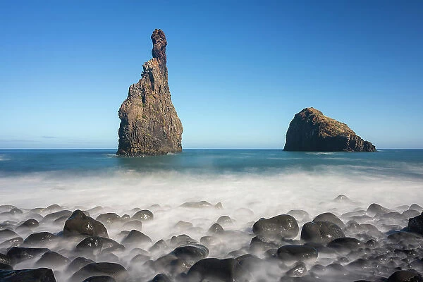 Rock formation at Praia da Ribeira da Janela beach, Ribeira da Janela, Porto Moniz, Madeira, Portugal