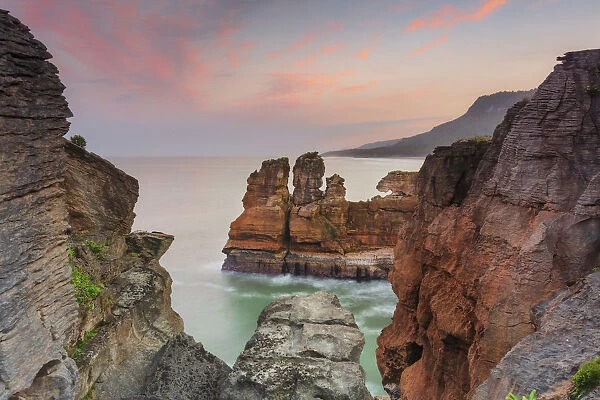 Rock formations called Pancake Roacks at Punakaiki West Coast, South Island, New Zealand