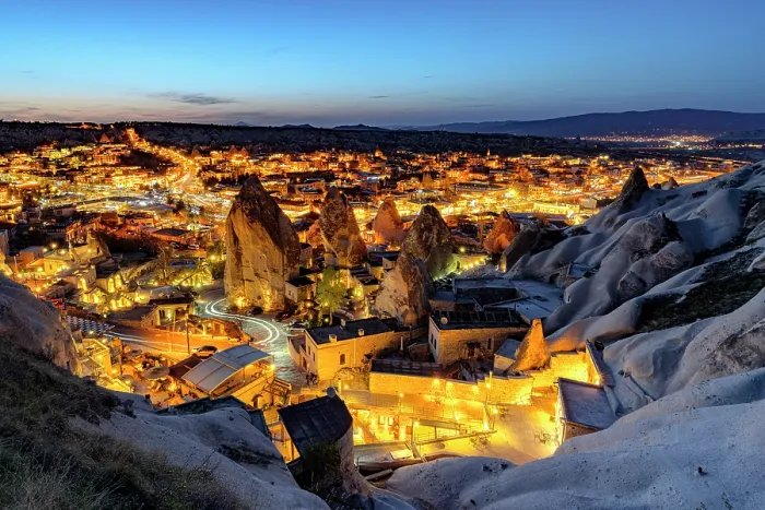 Framed Print : Rock formations in Goreme at dusk, National Park, Cappadocia, Central Anatolia, Turkey Framed Print : Rock formations in Goreme at dusk, National Park, Cappadocia, Central Anatolia, Turkey