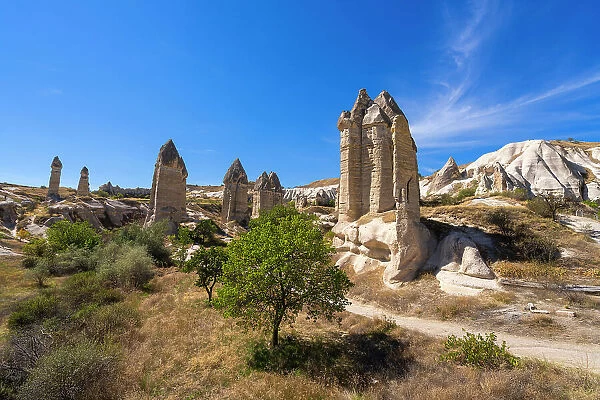 Rock formations at Gorkundere (Rocket) Valley, Goreme, Goreme Historical National Park, Nevsehir District, Nevsehir Province, UNESCO, Cappadocia, Central Anatolia Region, Turkey
