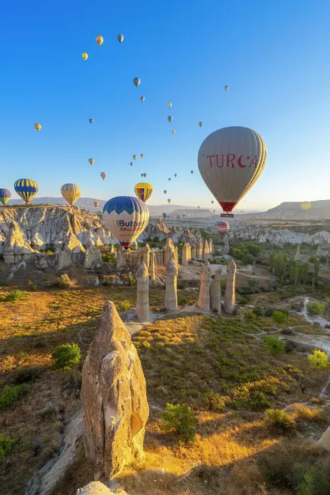 Framed Print : Rock formations in Love Valley and hot air balloons at sunrise, Goreme, Goreme Historical National Park, Nevsehir District, Nevsehir Province, UNESCO, Cappadocia, Central Anatolia Region, Turkey Framed Print : Rock formations in Love Valley and hot air balloons at sunrise, Goreme, Goreme Historical National Park, Nevsehir District, Nevsehir Province, UNESCO, Cappadocia, Central Anatolia Region, Turkey