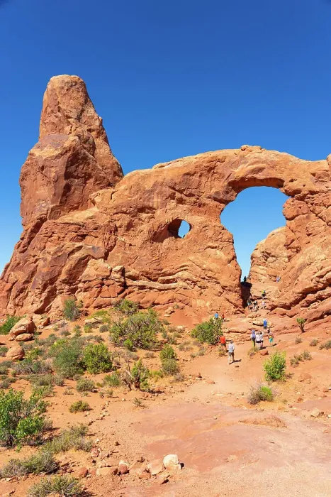 Framed Print : Rock formations at Turret Arch against clear sky, Arches National Park, Grand County, Utah, USA Framed Print : Rock formations at Turret Arch against clear sky, Arches National Park, Grand County, Utah, USA