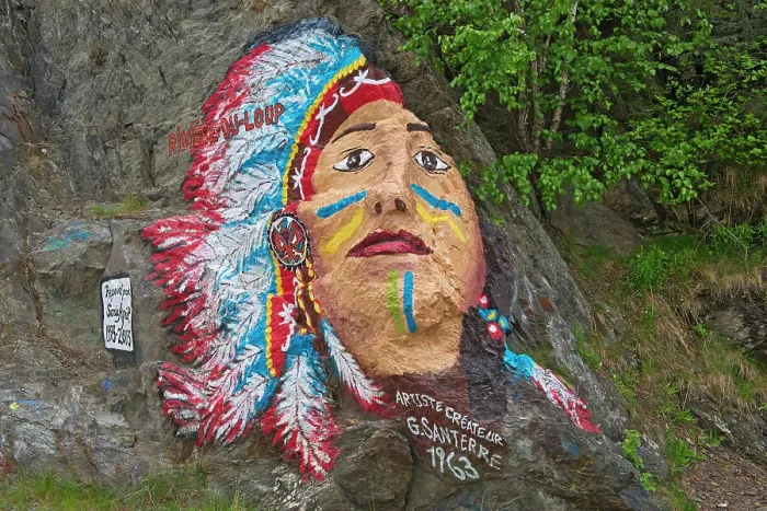 Framed Print : Rock painting by artists G. Santerre (1963), RIviere du Loup, Quebec, Canada Framed Print : Rock painting by artists G. Santerre (1963), RIviere du Loup, Quebec, Canada