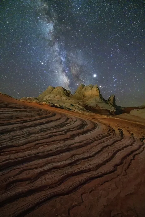 Framed Print : Rock patterns under Milky Way at White Pocket in Vermilion Cliffs National Monument, Arizona, USA Framed Print : Rock patterns under Milky Way at White Pocket in Vermilion Cliffs National Monument, Arizona, USA