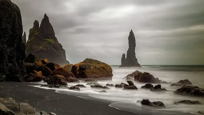 Framed Print : Rocks of Black Sand Beach, Vik I Myrdal, Iceland Framed Print : Rocks of Black Sand Beach, Vik I Myrdal, Iceland