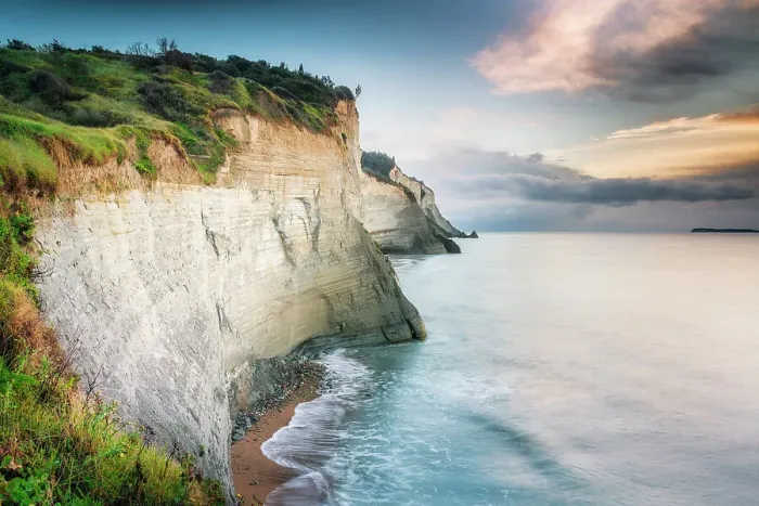 Framed Print : Rocky cliffs at Loggas Beach, Corfu, Ionian Islands, Greece Framed Print : Rocky cliffs at Loggas Beach, Corfu, Ionian Islands, Greece