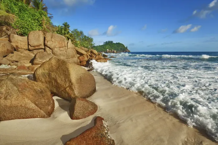 Framed Print : Rocky coast at Petite Police - Seychelles, Mahe, Petite Police - Indian Ocean Framed Print : Rocky coast at Petite Police - Seychelles, Mahe, Petite Police - Indian Ocean
