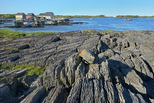 Rocky coastline of Lunenburg Bay (Atlantic Ocean) Blue Rocks, Nova Scotia, Canada