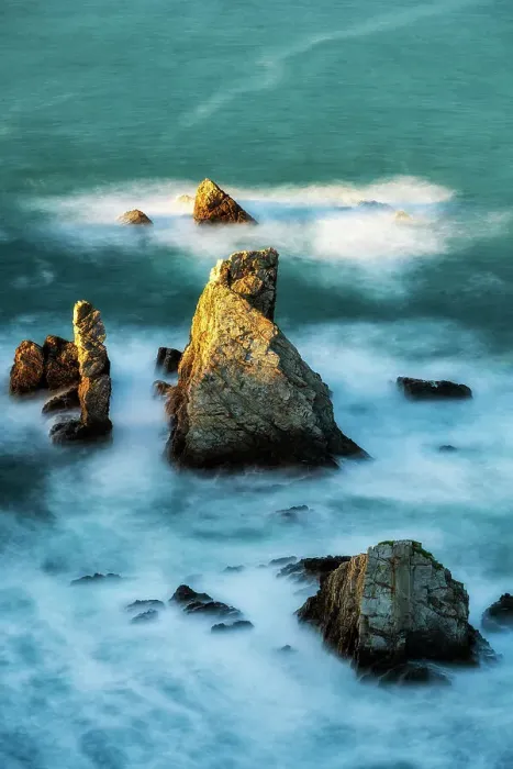 Framed Print : Rocky islets at Playa Gueirua, Cudillero, Asturias, Spain Framed Print : Rocky islets at Playa Gueirua, Cudillero, Asturias, Spain