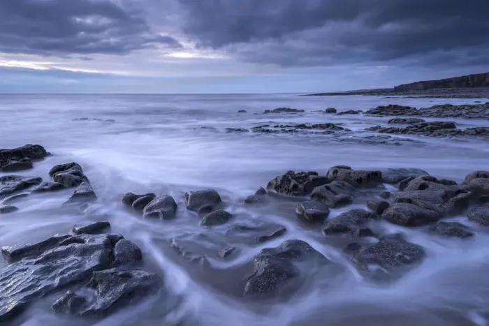 Framed Print : Rocky ledges below Nash Point at dusk on the Glamorgan Heritage Coast, Wales Framed Print : Rocky ledges below Nash Point at dusk on the Glamorgan Heritage Coast, Wales