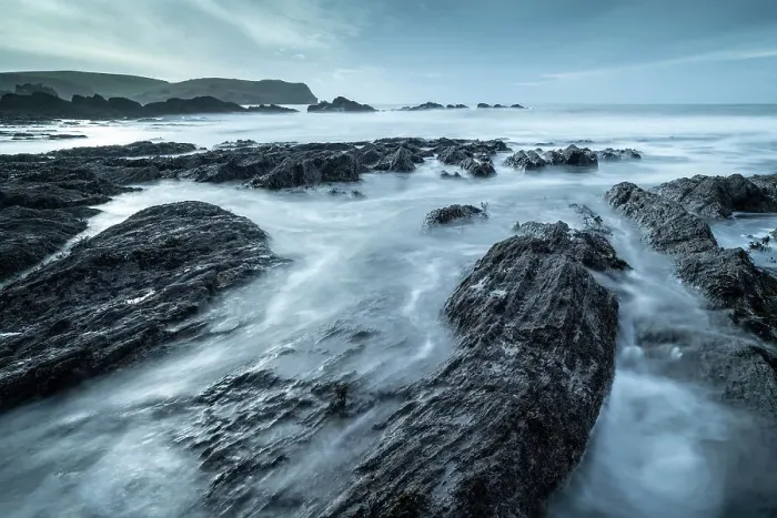 Framed Print : Rocky ledges near Thurlestone in the South Hams, Devon, England. Winter (December) 2019 Framed Print : Rocky ledges near Thurlestone in the South Hams, Devon, England. Winter (December) 2019