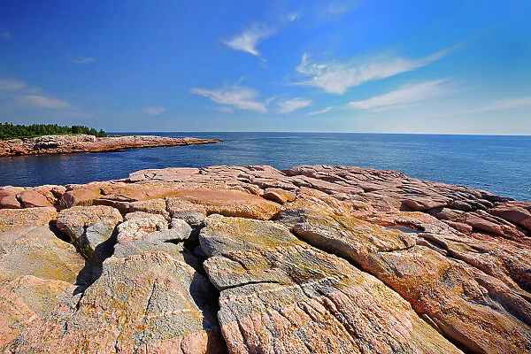 Rocky shoreline along the Atlantic Ocean Cape Breton Highlands National Park Nova Scotia, Canada