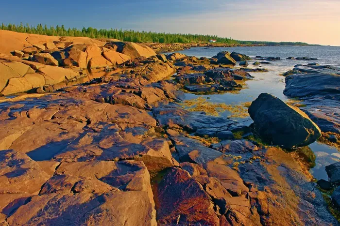 Framed Print : Rocky shoreline on the Gulf of St. Lawrence, Pointe des Monts, Quebec, Canada Framed Print : Rocky shoreline on the Gulf of St. Lawrence, Pointe des Monts, Quebec, Canada