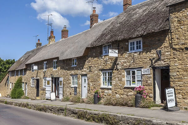 Rodden Row village street in Abbotsbury, Dorset, England