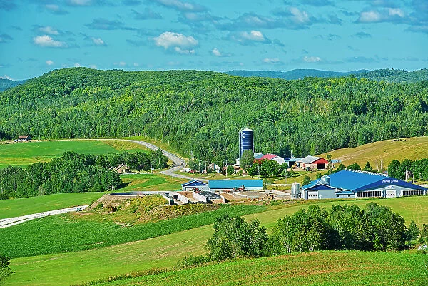 Rolling hills and farms Saint-Narcisse-de-Rimouski Quebec, Canada