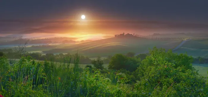 Framed Print : Rolling hills near San QUirico d'Orcia, Tuscany, Italy