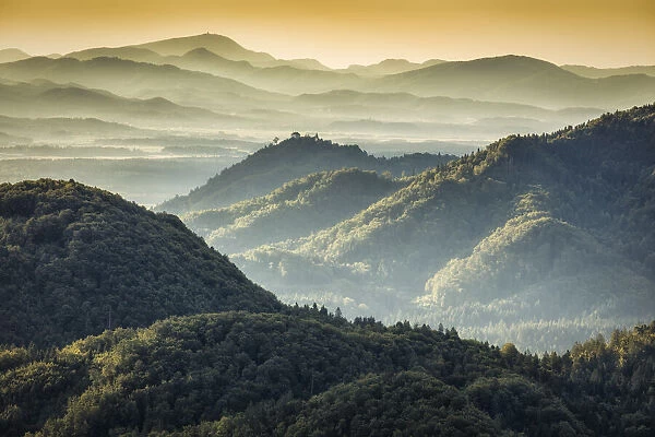 Rolling hills and woodland near Jamnik, Slovenia