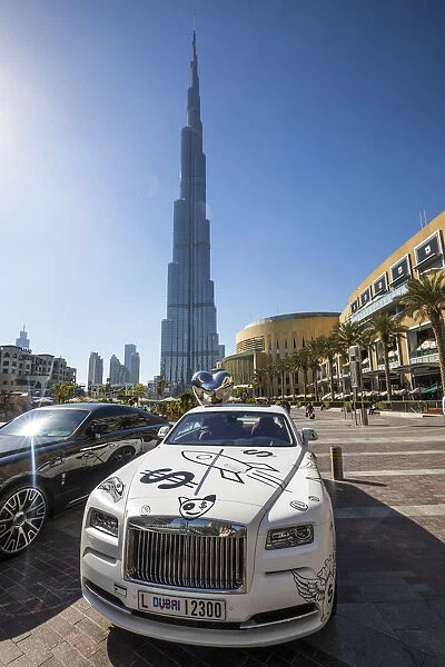 Rolls Royce & Burj Khalifa, Downtown, Dubai, United Arab Emirates