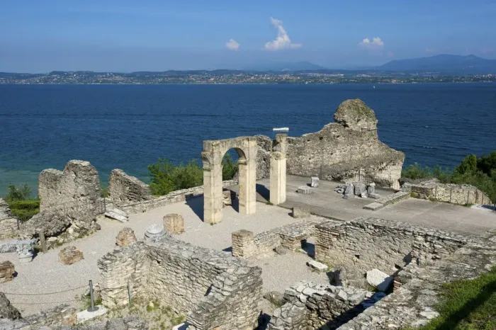 Framed Print : Roman archaeological site, Catull Thermal bath in Sirmione, Lake Garda, Italy Framed Print : Roman archaeological site, Catull Thermal bath in Sirmione, Lake Garda, Italy