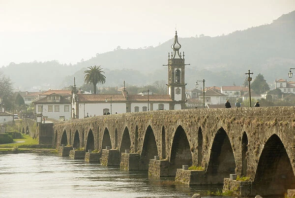 Roman bridge over the Lima river, Ponte de Lima, Minho, Portugal