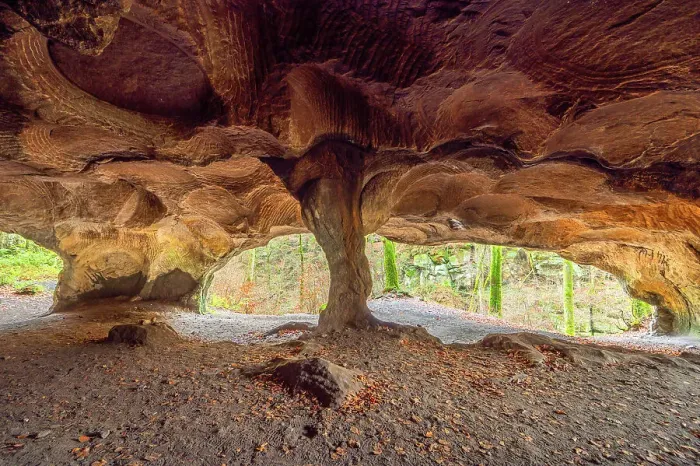Framed Print : Roman built cave Huel Lee at Aesbech valley near Echternach, canton Echternach, Luxembourg Framed Print : Roman built cave Huel Lee at Aesbech valley near Echternach, canton Echternach, Luxembourg