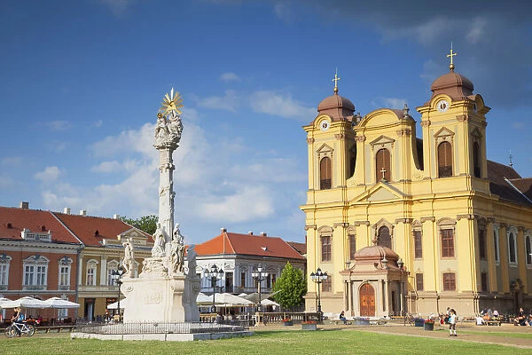 Roman Catholic Cathedral and Trinity Column in Piata Unirii, Timisoara, Banat, Romania