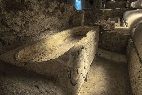 Roman sarcophagus found in archaeological excavations under the cathedral of San Pietro