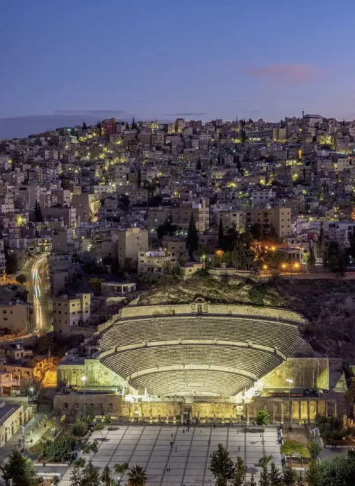 Framed Print : Roman Theater and The Hashemite Plaza at dusk, elevated view, Amman, Amman Governorate Framed Print : Roman Theater and The Hashemite Plaza at dusk, elevated view, Amman, Amman Governorate