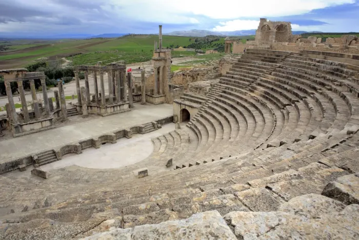 Framed Print : Roman theatre (168 AD), Dougga (Thugga), UNESCO World Heritage Site, Tunisia Framed Print : Roman theatre (168 AD), Dougga (Thugga), UNESCO World Heritage Site, Tunisia