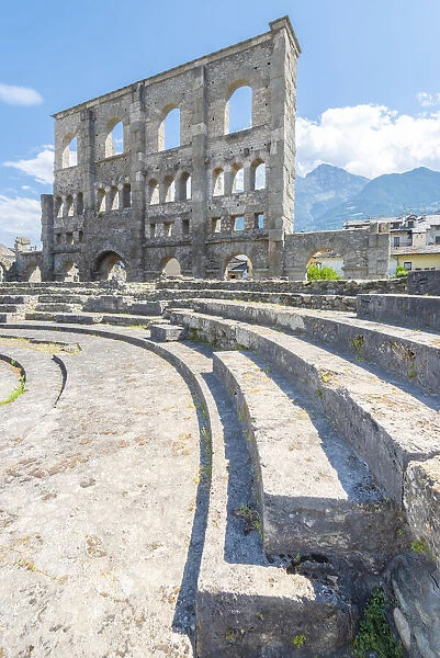 Roman theatre, Aosta, Vallee d Aoste, Italian alps, Italy