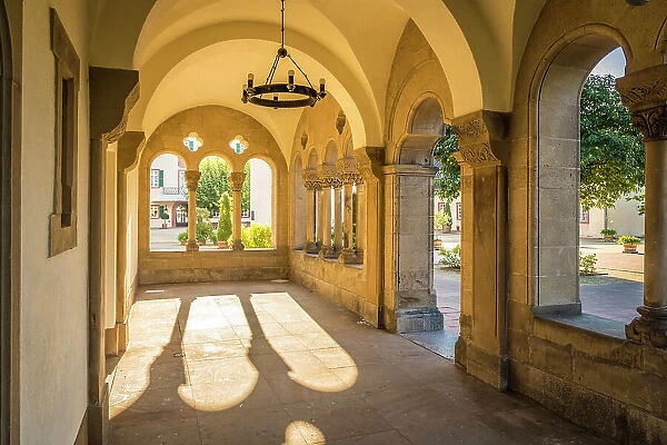 Romanesque hall in the inner courtyard of Bad Homburg Castle, Taunus, Hesse, Germany