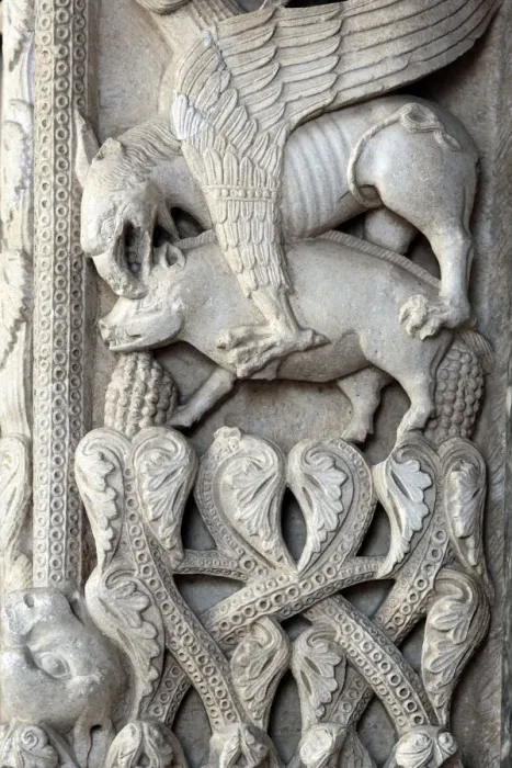 Framed Print : Romanesque portal by master sculptor Radovan (1240s), cathedral of St. Lawrence, Trogir Framed Print : Romanesque portal by master sculptor Radovan (1240s), cathedral of St. Lawrence, Trogir