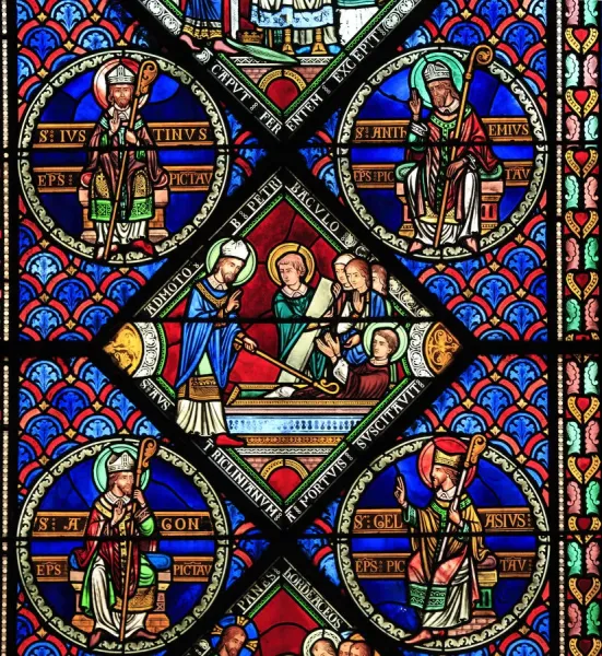 Romanesque Stained Glass Window Church Sainte Radegonde Photos Puzzles