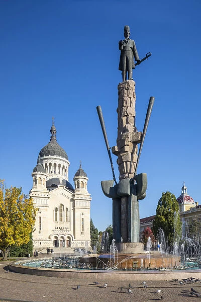 Romania, Transylvania, Cluj-Napoca. The statue of Transylvanian lawyer and revolutionary