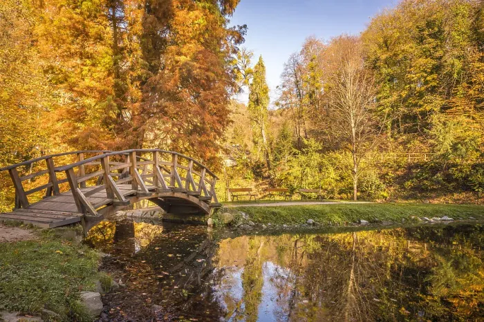 Framed Print : Romantic bridge and pond in the Furstenlager State Park, Bensheim, Southern Hesse, Hesse, Germany Framed Print : Romantic bridge and pond in the Furstenlager State Park, Bensheim, Southern Hesse, Hesse, Germany