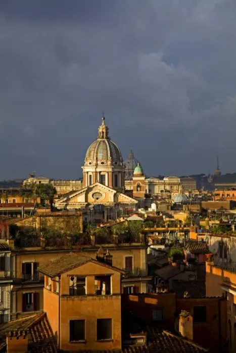 Framed Print : Rome, Italy; A narrowed overview of rooftops with the St. Peters Basilica Cupola on the horizon Framed Print : Rome, Italy; A narrowed overview of rooftops with the St. Peters Basilica Cupola on the horizon