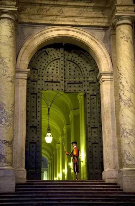 Framed Print : Rome, Italy; A Swiss guard at the entrance gates to the Vatican Framed Print : Rome, Italy; A Swiss guard at the entrance gates to the Vatican