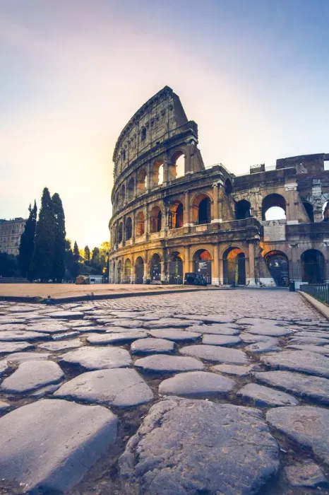 Framed Print : Rome, Lazio, Italy. Colosseum and Via Sacra at sunrise Framed Print : Rome, Lazio, Italy. Colosseum and Via Sacra at sunrise