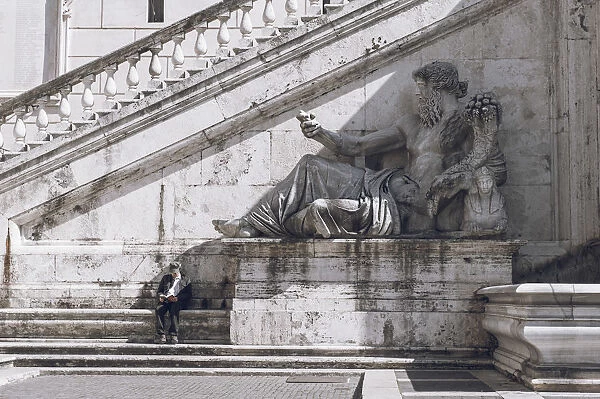Rome, Lazio, Italy. Statue at Capitol hill