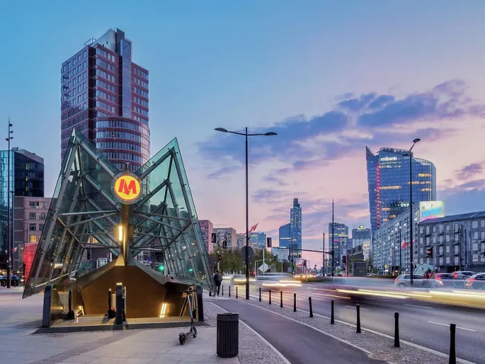 Framed Print : Rondo ONZ, United Nations Roundabout Metro Station Entrance, dusk, Warsaw, Masovian Voivodeship, Poland Framed Print : Rondo ONZ, United Nations Roundabout Metro Station Entrance, dusk, Warsaw, Masovian Voivodeship, Poland
