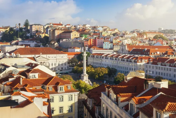 Framed Print : Rossio Square viewed from Elevador de Santa Justa, Baixa, Lisbon, Portugal Framed Print : Rossio Square viewed from Elevador de Santa Justa, Baixa, Lisbon, Portugal