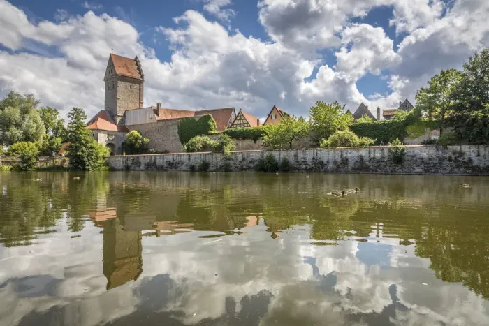 Framed Print : Rothenburger Weiher and Rothenburger Tor on the city wall of Dinkelsbühl, Middle Franconia, Bavaria, Germany Framed Print : Rothenburger Weiher and Rothenburger Tor on the city wall of Dinkelsbühl, Middle Franconia, Bavaria, Germany