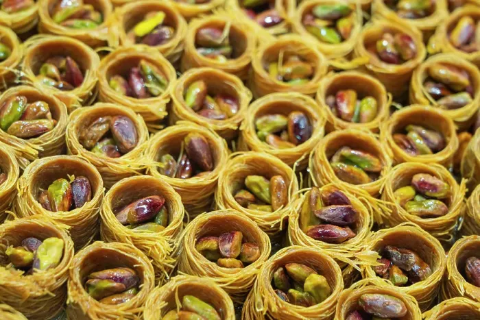 Framed Print : Detail of round traditional Turkish dessert baklava with pistachio nuts, Egyptian Bazaar (Spice Bazaar), Eminonu, Fatih District, Istanbul Province, Turkey Framed Print : Detail of round traditional Turkish dessert baklava with pistachio nuts, Egyptian Bazaar (Spice Bazaar), Eminonu, Fatih District, Istanbul Province, Turkey